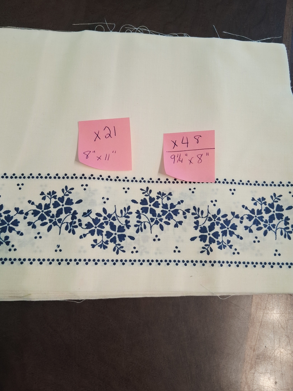 Blue Floral Border Fabric Panel for Home Crafts, Quilting, Sewing 3148